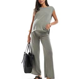 Mamalicious Maternity Knit Wide Leg Pants Set