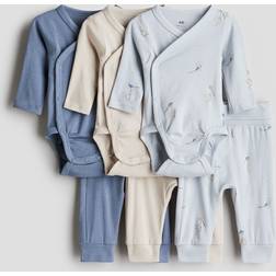 H&M 6-Piece Bodysuit Trousers Set - Dusty Blue