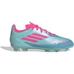 adidas Junior F50 League Messi FG/MG- Flash Aqua/Lucid Pink/Lucid Cyan
