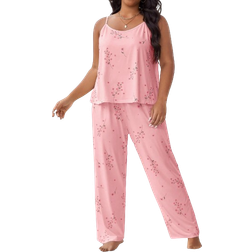 Shein Plus Size Pajama Set, Solid Color Camisole And Pants, Fashionable For Summer