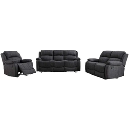 Furniture One Recliner Grey Sofa 192cm 3pcs 3 Seater, 1 Seater, 2 Seater