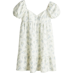 H&M Puff Sleeved Dress - Cream/Floral
