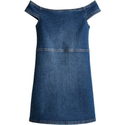 H&M Off-the-Shoulder Denim Dress - Dark Denim Blue (1299182001)