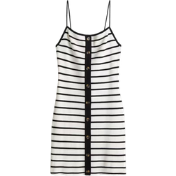 H&M Button Front Rib Knit Dress - White/Black Striped
