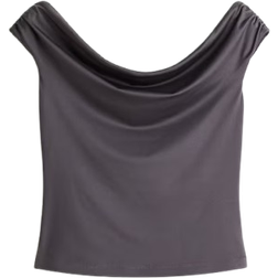 H&M Draped Off-The-Shoulder Top - Dark Grey