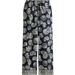 H&M Cotton Drawstring Trousers - Navy Blue/Seashells