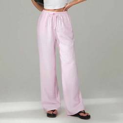 Shein Damen Lässig Einfarbig Zugband Taille Schräger Tasche - Lange Hose