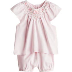 H&M Baby 2-Delat Set I Linmix - Ljusrosa/Blommig