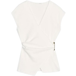 Zara Textured Clasp Top - Oyster White