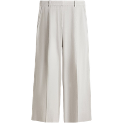 H&M Wide Linen Blend Trousers - Light Beige