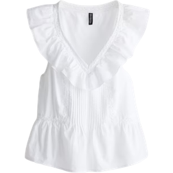 H&M Frill Trimmed Cotton Vest Top - White