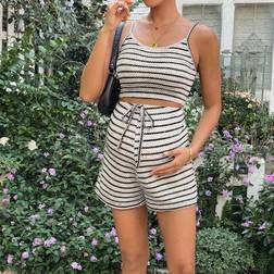 Shein 2pcs Maternity Camisole Striped Top Shorts Set
