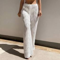 Shein Summer Beach Drawstring Waist Pointelle Knit Cover Up Pants