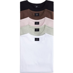 H&M 5-pack Slim Fit T-shirts - Pink/Brown/Green