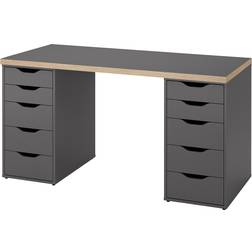IKEA Lagkapten Alex Grå Trämönstrad 140x60 cm Skrivbord