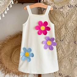 Shein Girls Casual Crochet Floral Embroidery Sleeveless Hollow Out Knitted Summer Dress - Hollow Out