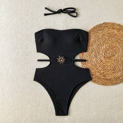 Shein Summer Hollow-Out Solid Color Detachable Strap Metal Swimsuit