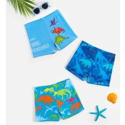 Shein Boys Cute Cartoon Dinosaur Pattern Beach Shorts - Multicolor