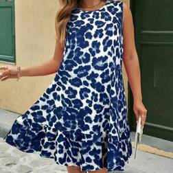 Shein Damen Ärmellose Leoparden Muster Lässig Minikleid - Brunch