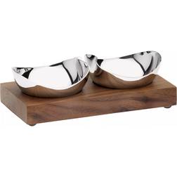 Robert Welch Drift Pinch Pot Bowls with Walnut Stand Set of 2 Serving Bowl
