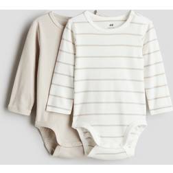H&M Baby Long Sleeved Bodysuit - Beige/White