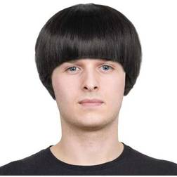 Shein Black Bowl Cut Mushroom Wig With Bangs