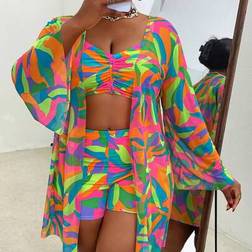 Shein Plus Size 3pcs Swimwear Set Print Design