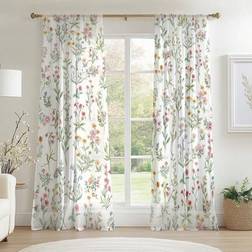 Shein 2pcs Bohemian Floral Sheer Curtains Set