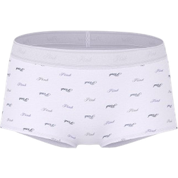 PINK Logo Cotton Boyshort Panty - Purple Whisper Script Pink Print