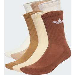 adidas Trefoil 6 Pack Crew Socks - Brown/Cream/White