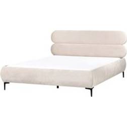 Beliani Velvet Lessay 180 x 200 cm Eu Super King Light Beige Frame Bed