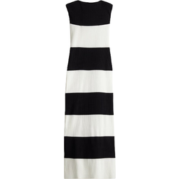 H&M Ribbed Tube Dress - Black/Cream Striped