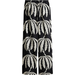 H&M Cotton Drawstring Trousers - Black/Palm Trees