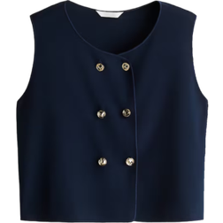 H&M Double Breasted Waistcoat - Navy Blue