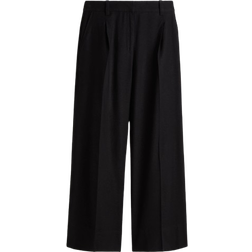 H&M Wide Leg Linen Blend Pants - Black