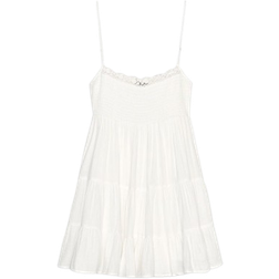 Zara Short Gauze Dress with Lace - Ecru