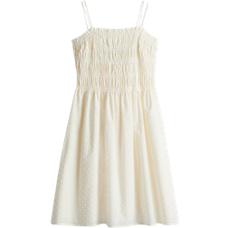 H&M Smocked Bodice Cotton Dress - Cream