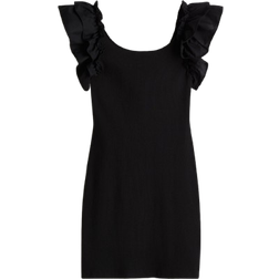 H&M Frill Trimmed Jersey Dress - Black