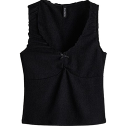 H&M Crinkled Jersey Vest Top - Black
