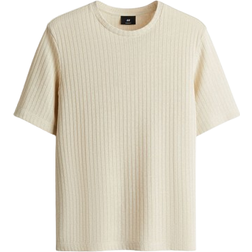 H&M Regular Fit Rib-Knit T-shirt - Light Beige