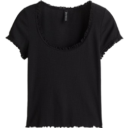 H&M Lace Trimmed Top - Black
