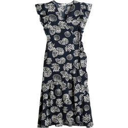 H&M Patterned Wrap Dress - Navy Blue/Seashells