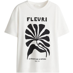 H&M Printed T-shirt - White/Fleuri