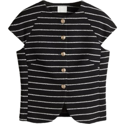 H&M Button Front Top - Black/Striped