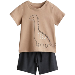 H&M Suit Made Of Cotton Jersey 2-piece - Dark Beige/Dinosaur (1280393003)