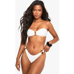 boohoo Resin Hardwear Bandeau Bikini Briefs - White