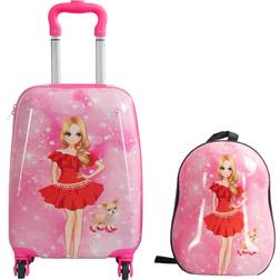 Borg Living Suitcase Set of 2 - Pink