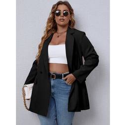 Shein Plus Lapel Neck Double Button Blazer - Back To School