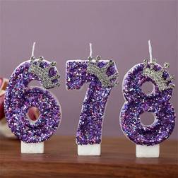 Shein Purple Glitter Crown Number Birthday Candle Set