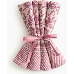 H&M 4-Pack Patterned Napkins 40x40 Cloth Napkin Pink